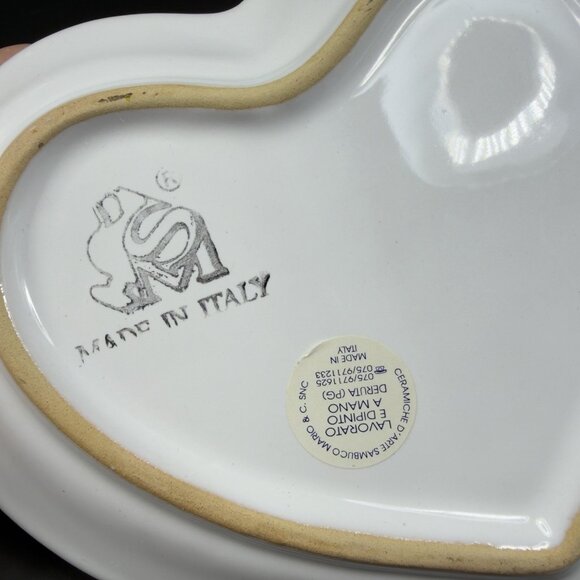 Hand Painted Deruta Italian Pottery Dish Plate Heart Shaped Folk Art Decorative - Picture 7 of 13